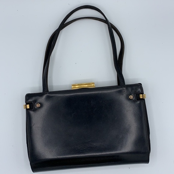 Gucci | Vintage 3 Way Convertible 60’s Black Leather Day to Evening Bag & Clutch - Picture 1 of 17